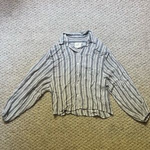 Striped Balloon Sleeve Top